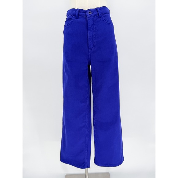 LAPOINTE Cobalt Blue High-Waist Stretch Cotton Twill Wide Leg Jeans - Size 0 - Picture 3 of 9
